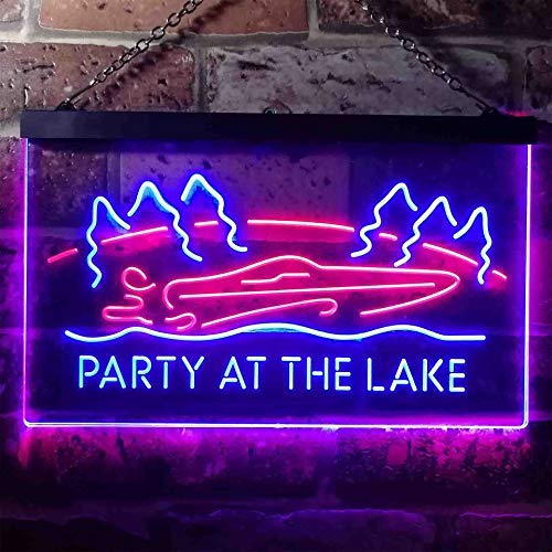 Party at The Lake Cabin Decor Dual LED Neon Light Sign